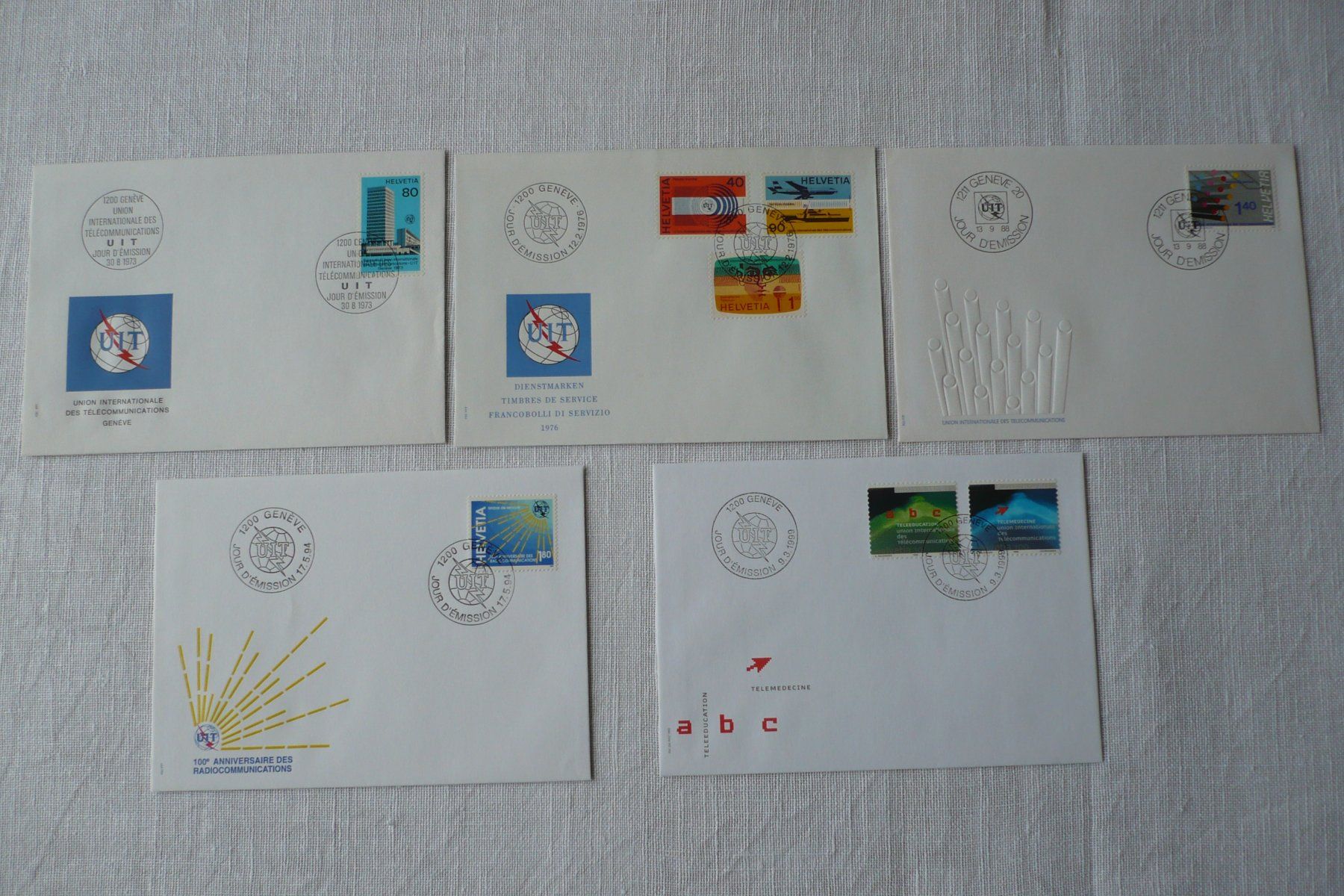 Alle Briefmarken: UIT 1973 - 99 5 FDC SBK 10 - 17 – Gebraucht aus Zürich von saltandpepper008