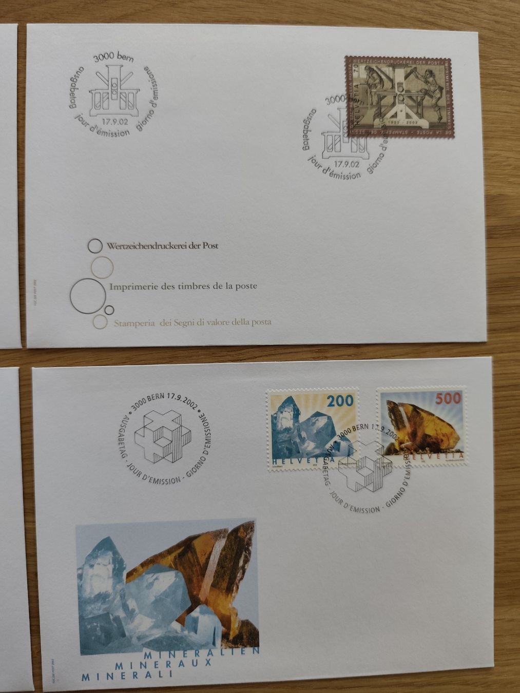 Tutti i francobolli: 2002 Tagesbriefe, Viererblock , Einzel aus Abo CH – Nuovo e nell'imballaggio originale da Heiden venduto da Jaks 2