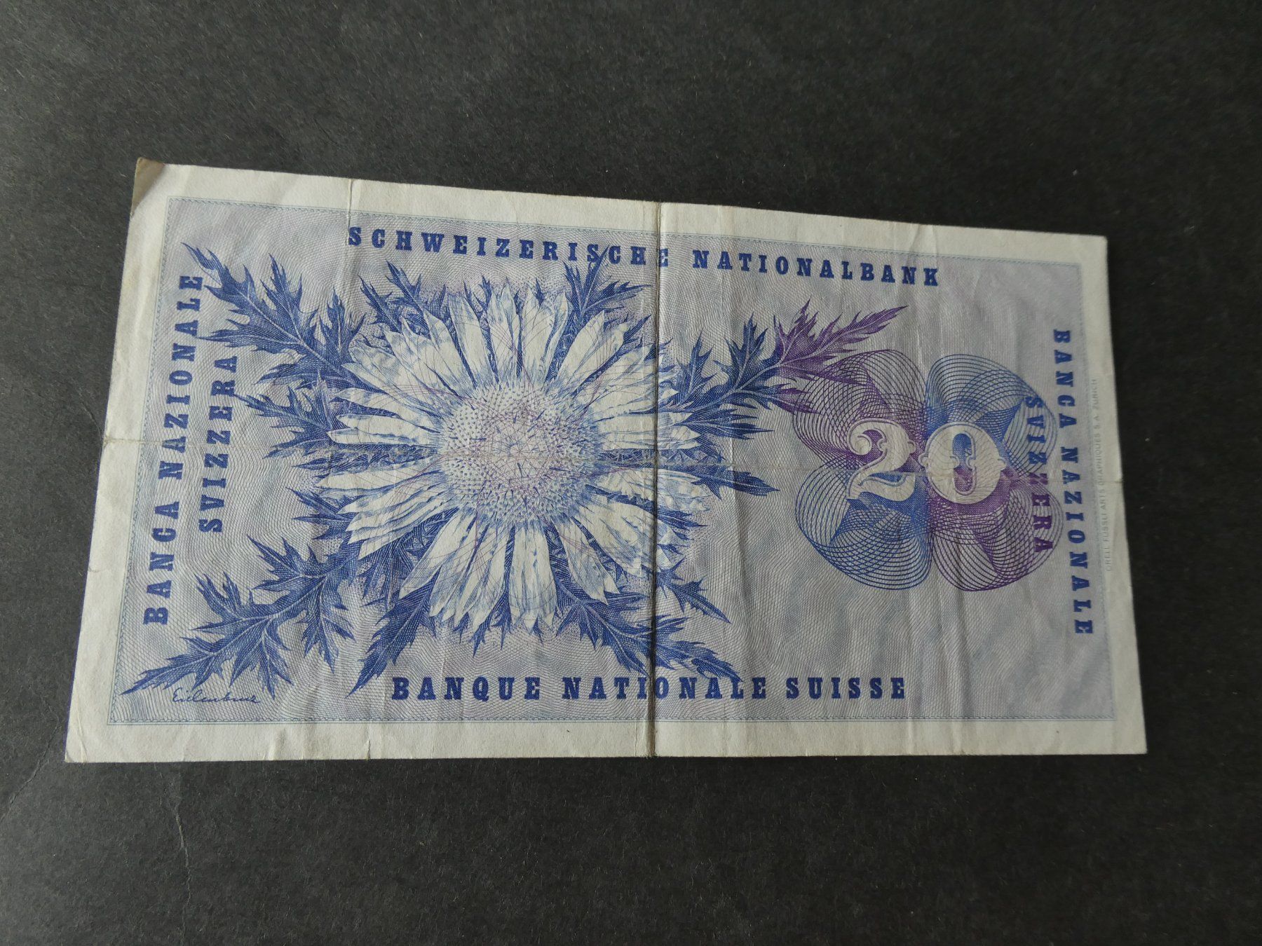 Banknoten: Schweiz 1974, 20 Franken – Gebraucht aus Hinterforst von Rohusri 1
