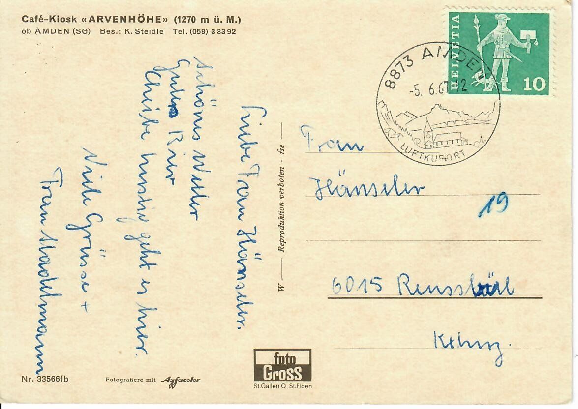 Cartoline postali: Café Kiosk - Arvenhöhe – Usato da Hochdorf venduto da Ziegel-16 1