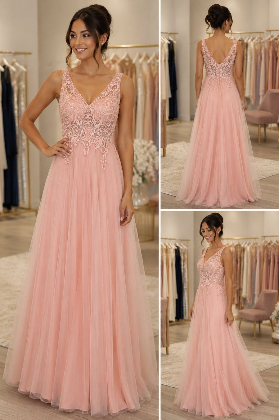 Vestiti: Abendkleid rosa Grösse 36 mit Perlen und Tüll – Nuovo e nell'imballaggio originale da Gossau SG venduto da Sarasofie