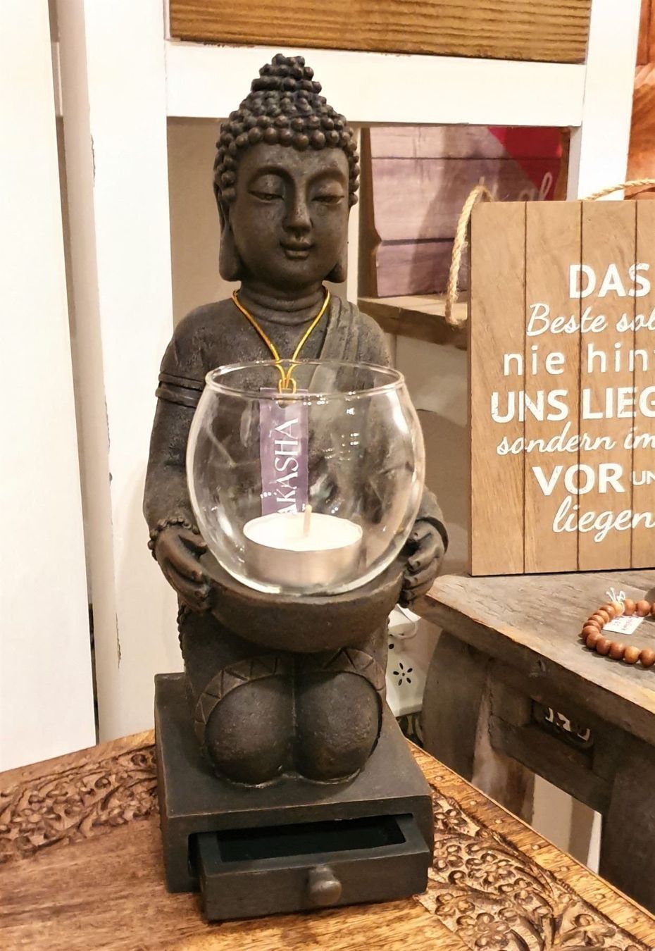 Figuren: Buddha-Windlicht 29 cm – Neu und originalverpackt aus Männedorf von AKASHA 1