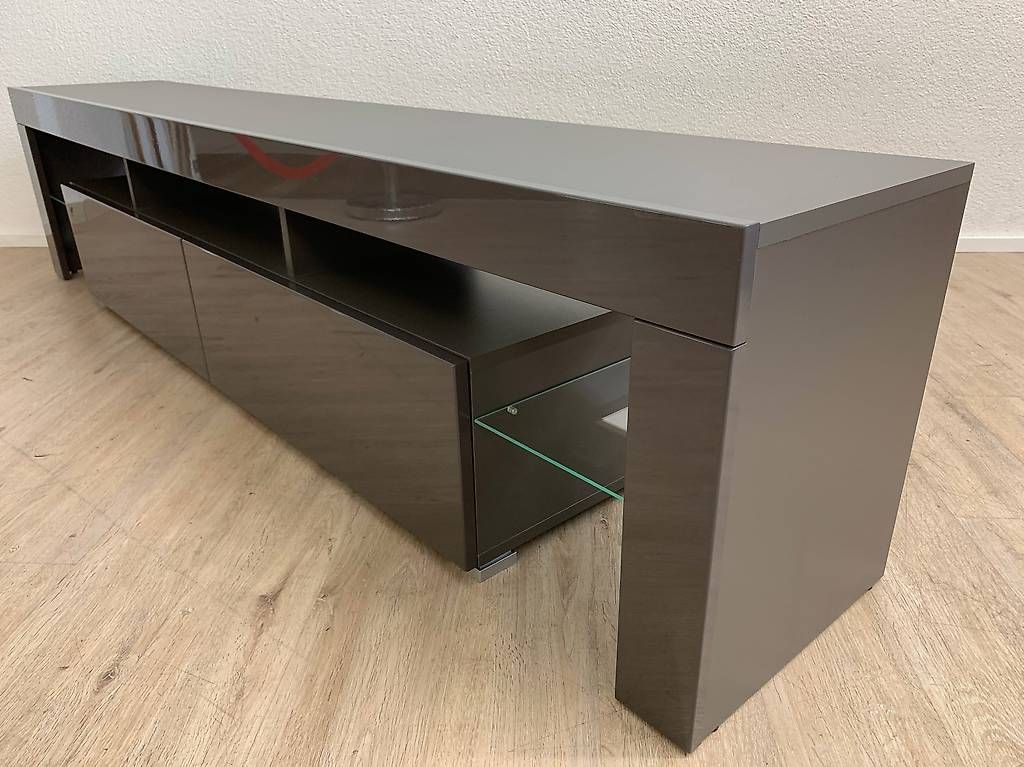 Mobili TV: TV Lowboard Anthrazit Hochglanz mit Klappfächern, Glasböden – Usato da Obernau venduto da Arche_Noah_Brocki 2