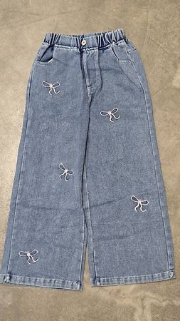 🐹​ Trendige Mädchen Jeans - 128 - Schleifen Details