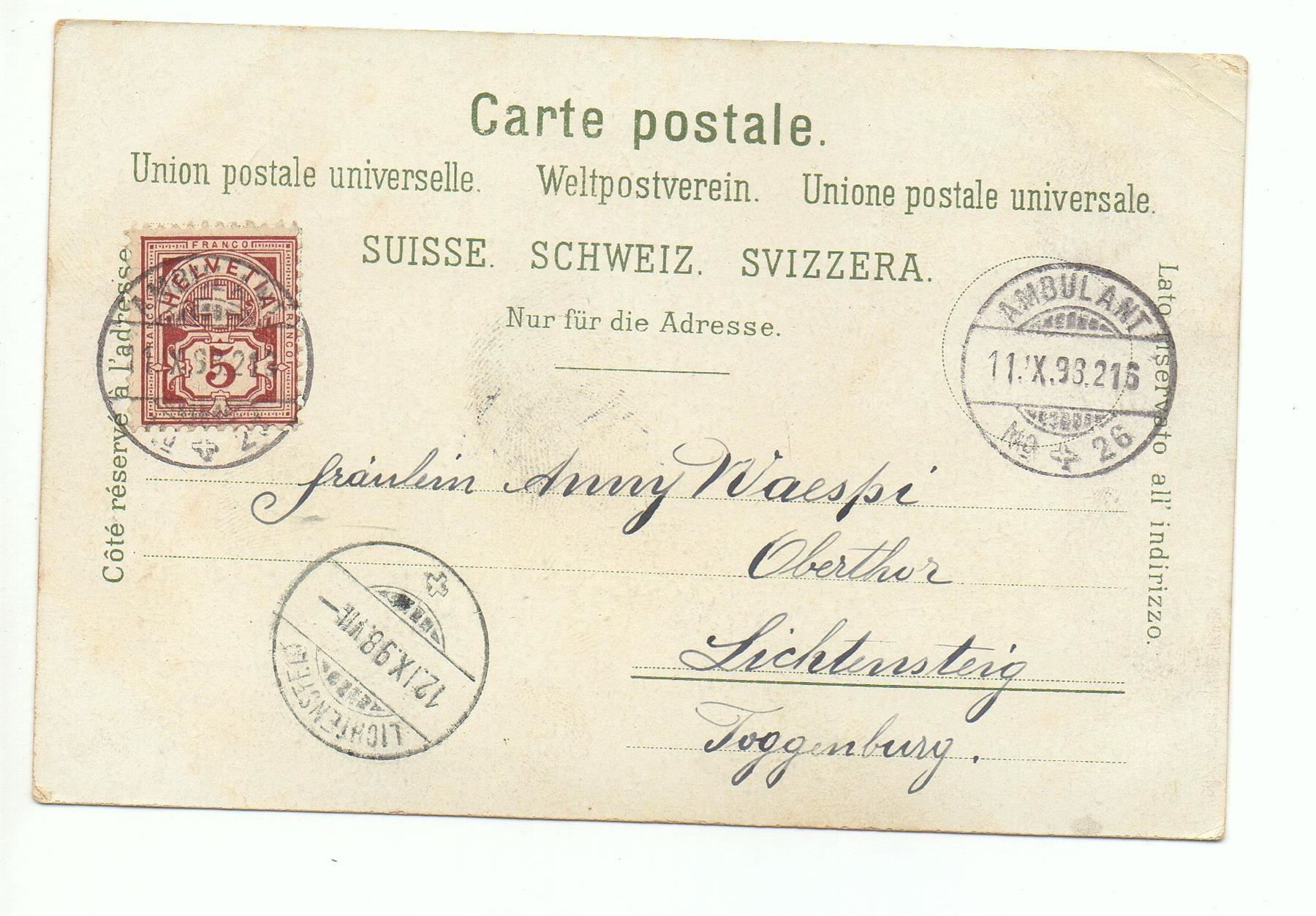 Ansichtskarten: NEUCHÂTEL 1898 – Gebraucht aus Jona von philajona 1