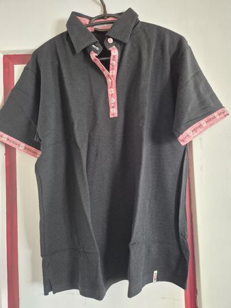 Poloshirt schwarz mit Stickerei Grösse L neu Edelweiß 