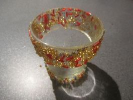 Kerzenständer Glas verziert mit Glitzer