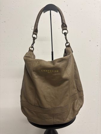 Liebeskind Berlin Schultertasche Beutel taupe Leder Khaki