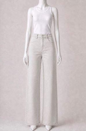 NEU Damen Jeans Wide Leg hoher Bund Hellgrau Gr. 34