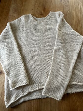 Pullover black palms beige Grösse S/M Merino Wolle Polyamid