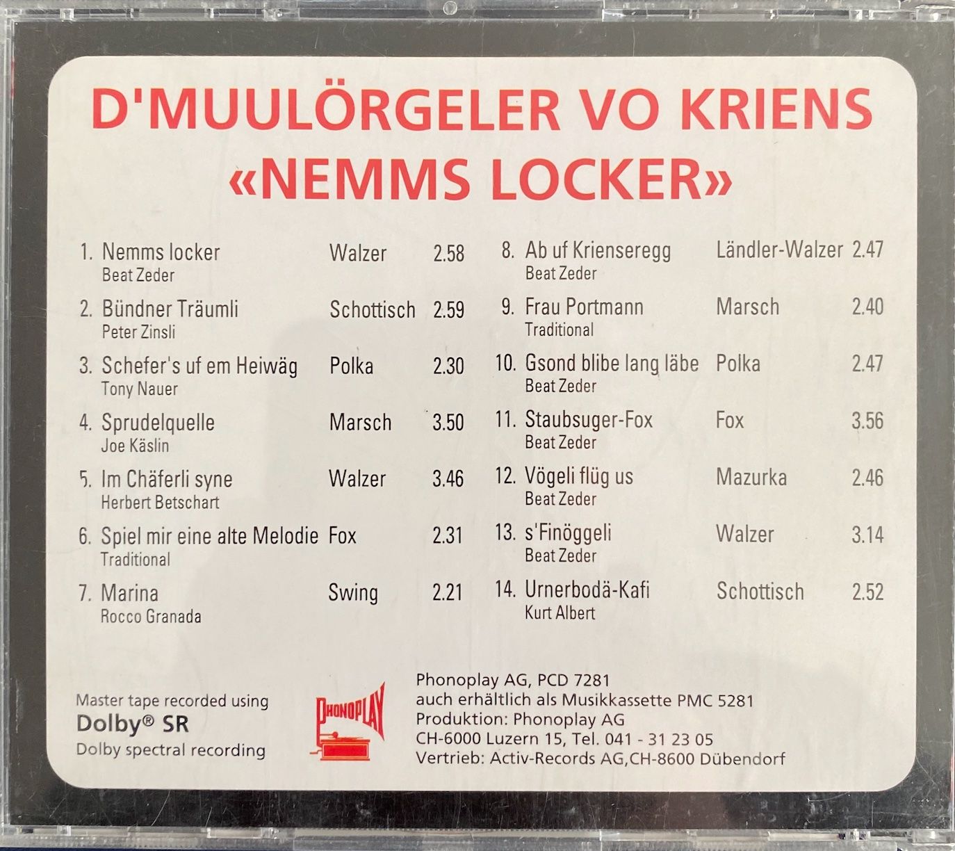 CD: D'Muulörgeler vo Kriens - "Nemms Locker" CD - Top – Usato da Rain venduto da sempach2 1