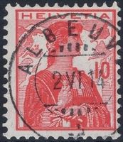 ALBEUVE 2.VI.14 - Vollstempel auf Helvetia Brustbild