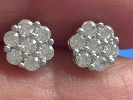 Luxus Elegante Zirkonia Ohrstecker Farbe:Silber/ Weiss