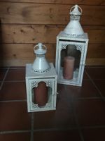 Zwei Laternen vintage Optik weiß gold neu