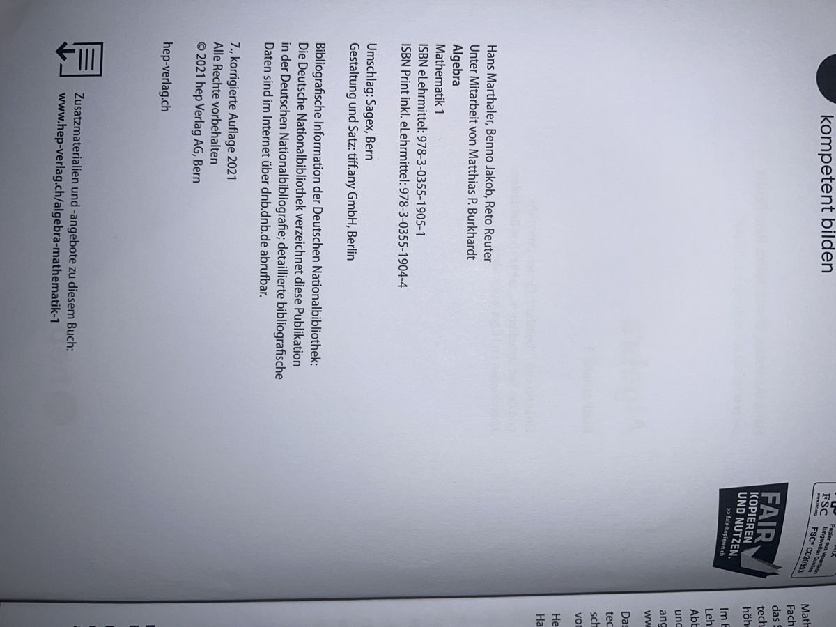 Libri: ALGEBRA, Mathematik 1 – Nuovo (secondo la descrizione) da Zürich venduto da sam_9595 2