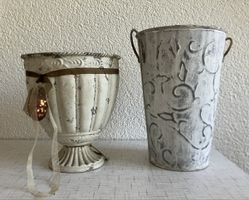 2 Metall Pflanzgefässe