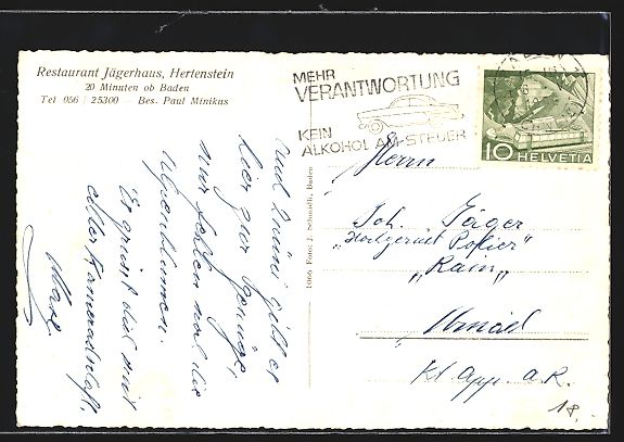 Cartes postales: Baden, Restaurant Jägerhaus, Hertenstei – D'occasion à Berlin par bartko-reher 1
