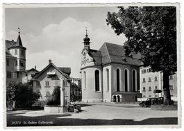St. Gallen, Gallusplatz, Kinder beim Brunnen, um 1940