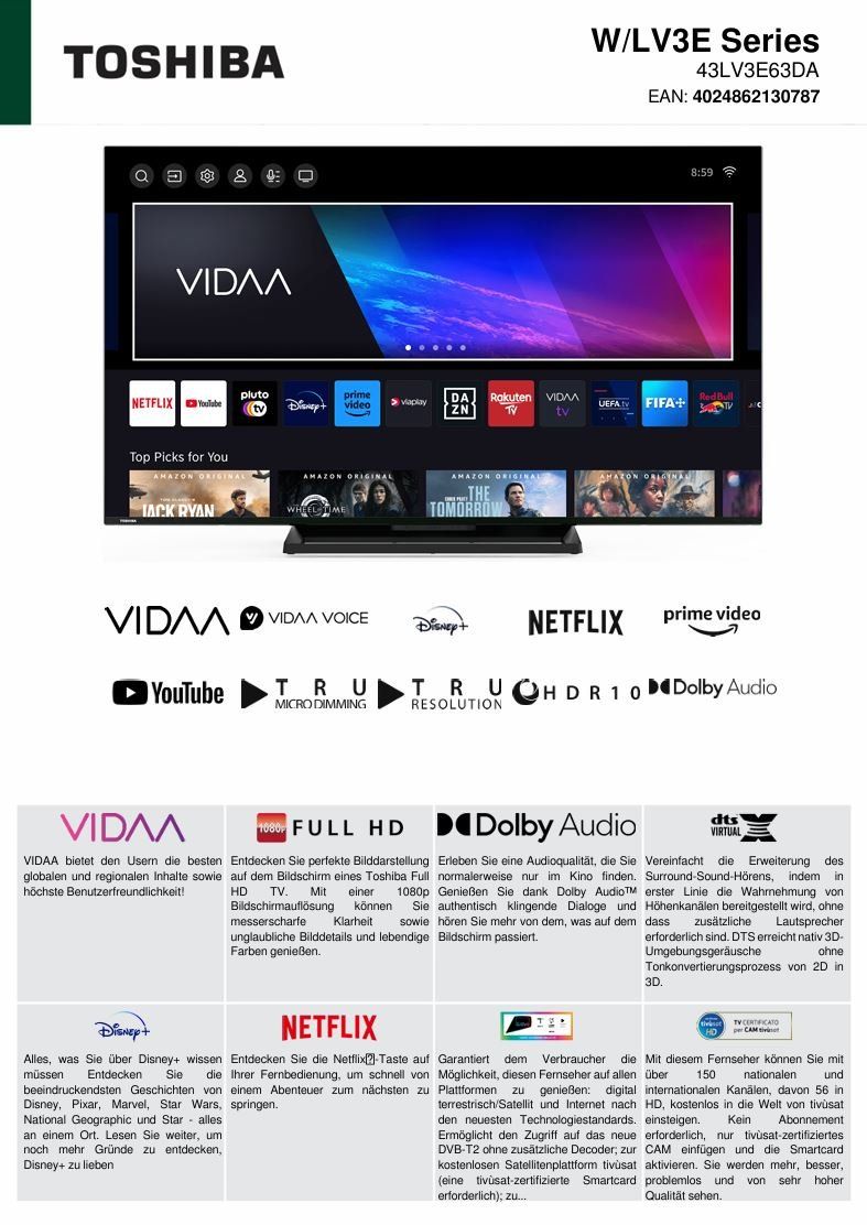 Televisori: Toshiba TV 43LV3E63DA – Usato da Wängi venduto da SPCSHOP 4