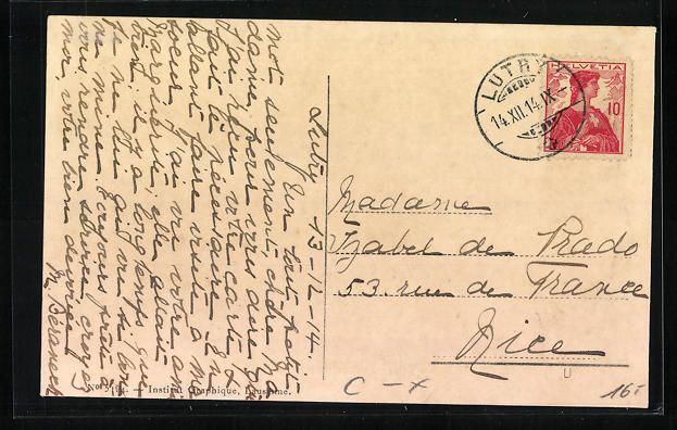 Cartoline postali: AK Lutry, Pensionnat Béraneck, 1914 – Usato da Berlin venduto da bartko-reher 1