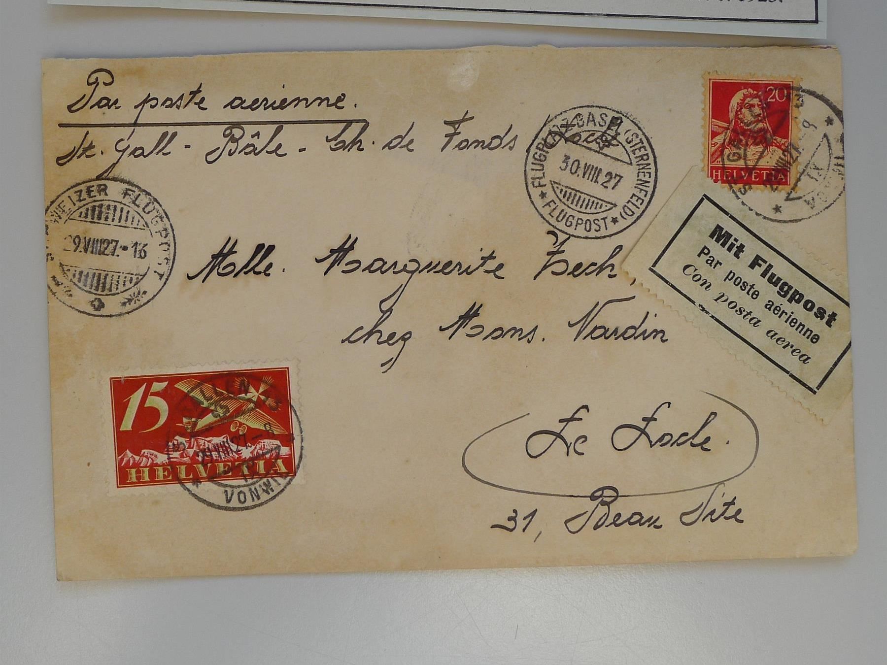 Tutti i francobolli: 1922-1930, SECHS tolle Flugpost Karten/Briefe, ++ZEPPELIN – Usato da Sursee venduto da Luzernerraute 7