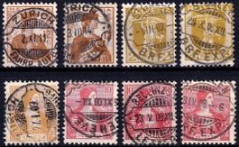 1907, Attraktives Lot Nr. 101-105 mit Rasierklingen-Stempel.