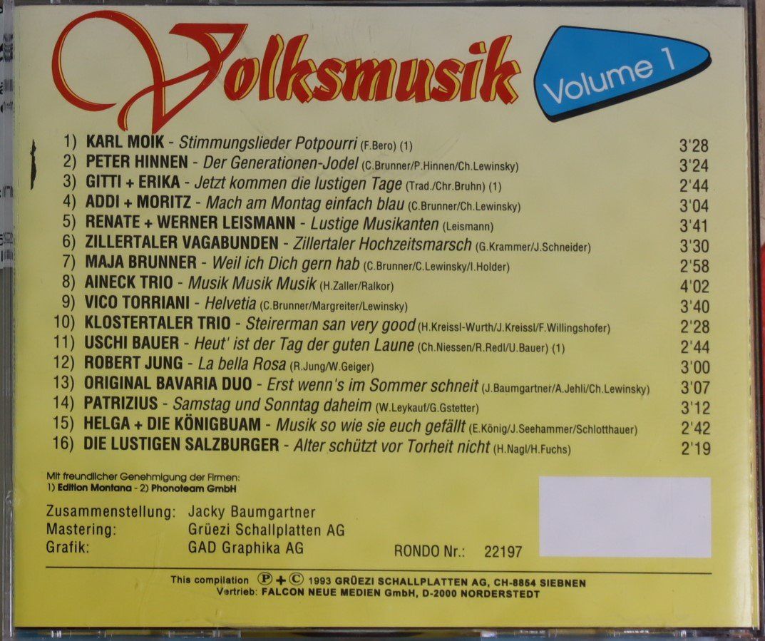 CDs: Volksmusik – Volume 1 – Gebraucht aus Luzern von CONTENTI 2