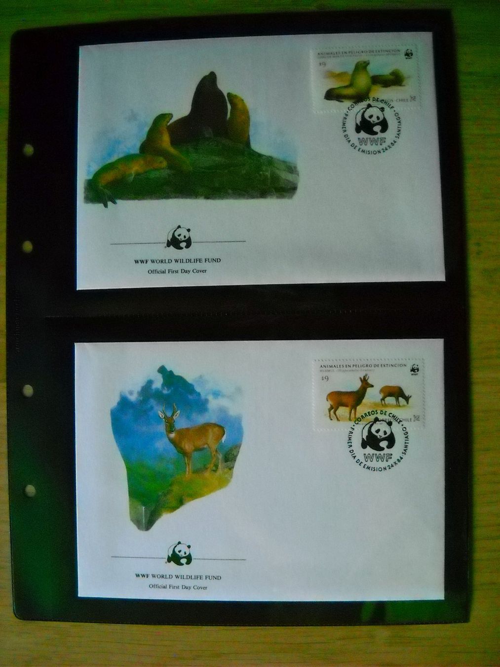 Tutti i francobolli: WWF Bedrohte Tierarten Chiles Dokument mit Briefmarken – Nuovo (secondo la descrizione) da Boningen venduto da FrediP 8