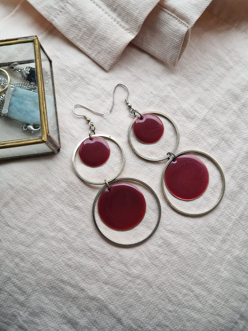 Boucles d'oreille: Rote Statement-Ohrringe 70's – D'occasion à Zürich par tsu_76bc