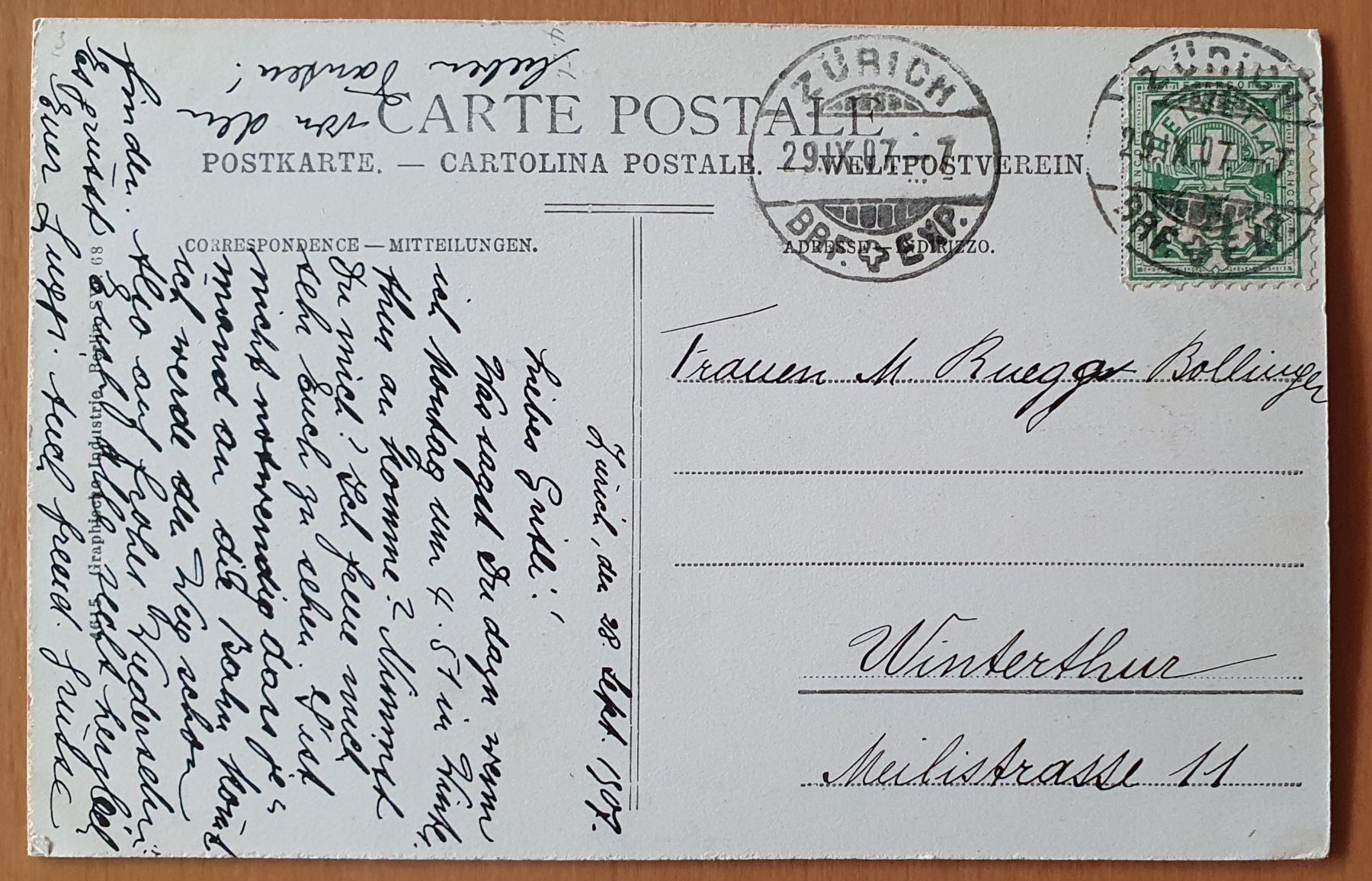 Ansichtskarten: Zürich  - "Schipfe" mit Motorbooten 1907 – Gebraucht aus Kreuzlingen von Rschweiz1 1