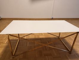 Couchtisch Emporia Glas Metall weiss gold 