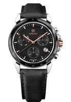 🇨🇭 Herrenuhr Jowissa® Chronograph Schwarz Leder Saphir NEU