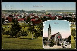 AK Langenthal, Ansicht der Kirche, Blick auf die Stadt