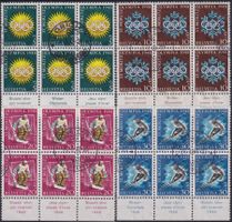 1948,W25w-W28w 6er-Blöcke (Winterspiele) gestempelt, K:190.-