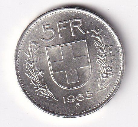 Tutti le monete: 5 Franken 1965 fast unz – Usato da Neuchâtel venduto da karlpierrino