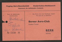 Ballon 1950 Schweiz Bern Kinderballon-Wettbewerb Luftpost
