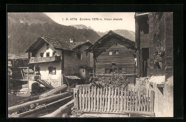Cartoline postali: Evolene, Vieux Chalets, die alten Häuse – Usato da Berlin venduto da bartko-reher