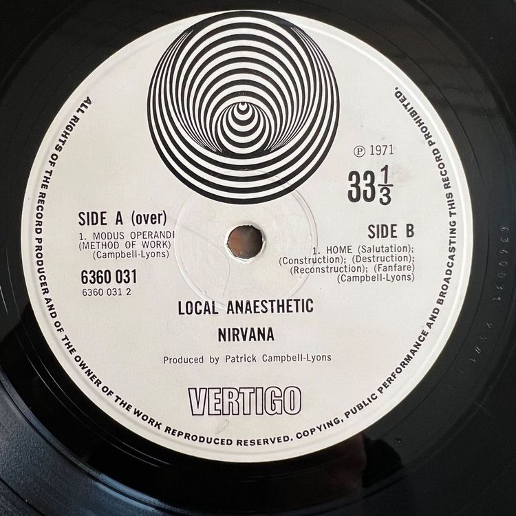 Nirvana Local Anaesthetic / 1. UK 1971 1. Pressing Acheter sur