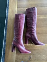 Elegante Lederstiefel in Weinrot, Grösse 40