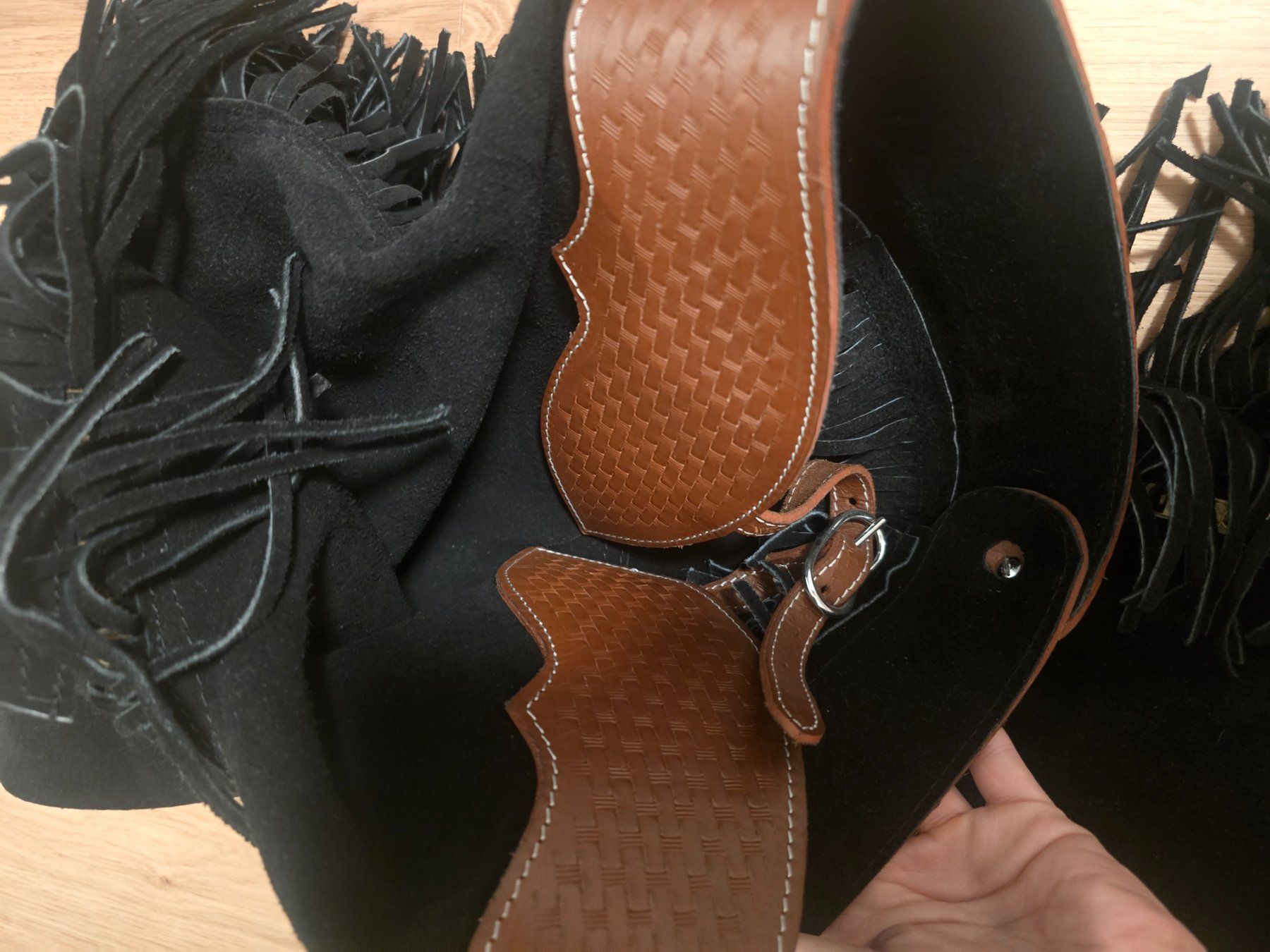 Pantaloni: Wildleder Showchaps mit Fransen, Western Chaps, Cowboy – Nuovo e nell'imballaggio originale da Erschwil venduto da LOLOPE 1