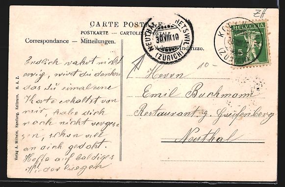 Cartoline postali: AK Kollbrunn, Totalansicht, 1910 – Usato da Berlin venduto da bartko-reher 1