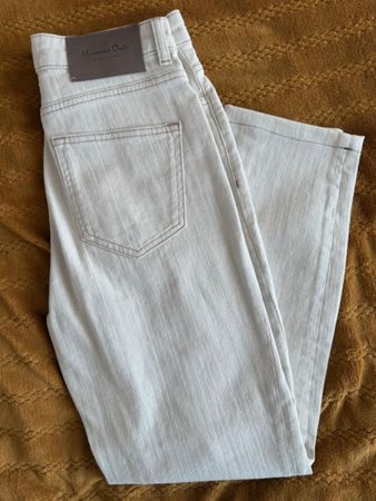 Massimo Dutti Straight Jeans High Waist Ecru Größe 36 S