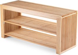 Schuhbank mit Sitzfläche aus Bambus 2 Ebene 6 Paar Schuhe