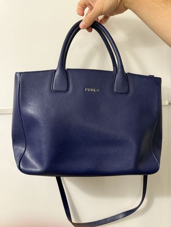Furla Handtasche Leder blau