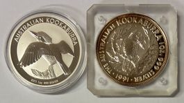 2 Silbermünzen je 1 Unze Kookaburra 2011 / 1991