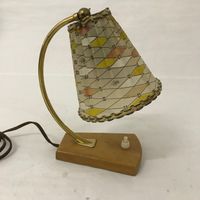 50erJahreTischlampe Schwanenhals mit Plastik-Schirmli