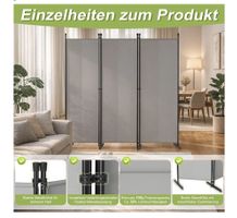 LZQ Paravent Raumteiler 3-teilig Hellgrau 150x180cm Klappbar