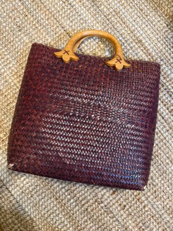 Wunderschöne Vintage Rattan Tasche mit Holzgriff