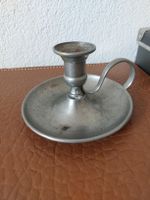Kerzenhalter aus Zinn mit Henkel gebrauchter Zustand