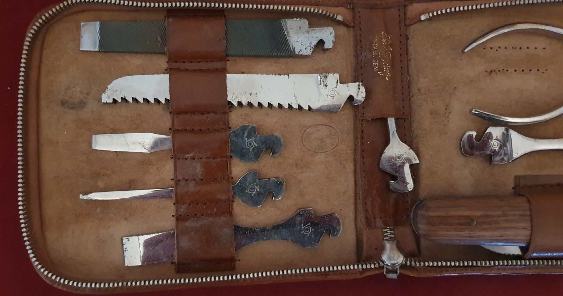 Solingen Taschenmesser: Werkzeugset im Lederetui - Solingen Pfeilring – Gebraucht aus Kreuzlingen von Rschweiz1 1